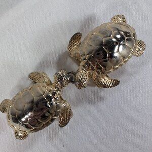 Gay Boyer Gold Turtle Belt Buckle Rope Ribbon Two Piece Sea Interlocking Vintage